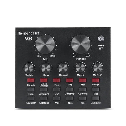 V8 Professional Sound Card – Live Streaming Audio Interface with Voice Changer
