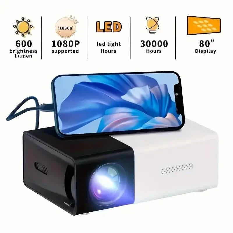 VividView Mini HD Projector - 3000+ Lumens Portable Home Theater