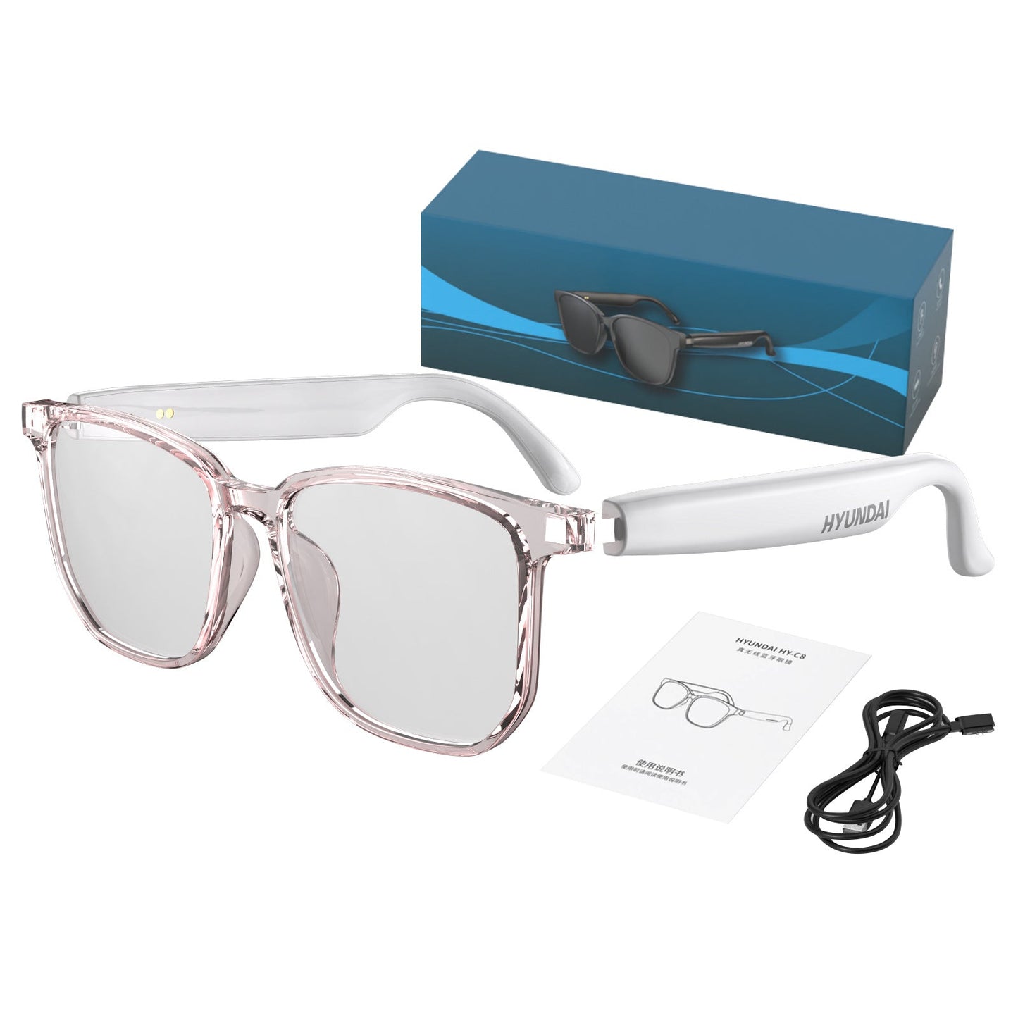 HY-C8 AI Smart Translation Glasses with Bluetooth Earphones