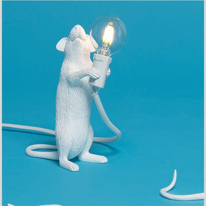 Postmodern Resin Rat Mouse LED Table Lamp – Cute Night Light for Bedroom