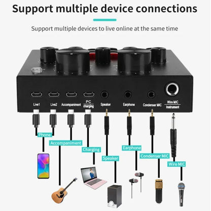 V8 Professional Sound Card – Live Streaming Audio Interface with Voice Changer