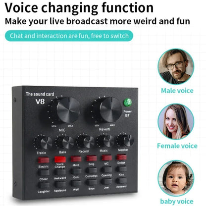 V8 Professional Sound Card – Live Streaming Audio Interface with Voice Changer