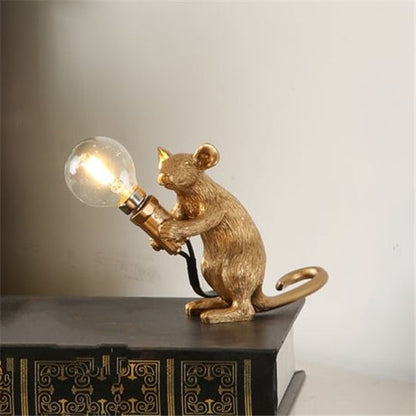Postmodern Resin Rat Mouse LED Table Lamp – Cute Night Light for Bedroom