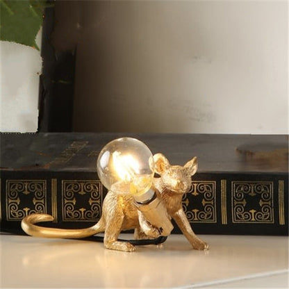 Postmodern Resin Rat Mouse LED Table Lamp – Cute Night Light for Bedroom