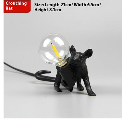 Postmodern Resin Rat Mouse LED Table Lamp – Cute Night Light for Bedroom