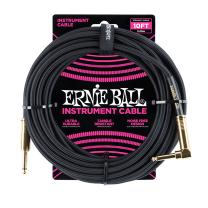 Ernie Ball 10ft Braided Instrument Cable (Straight/Angle)