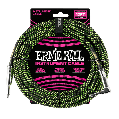 Ernie Ball 10ft Braided Instrument Cable (Straight/Angle)