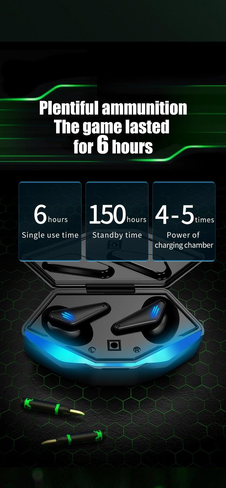 Bluetooth 5.0 Gaming & Workout Earbuds with Mic - Waterproof Wireless Headphones