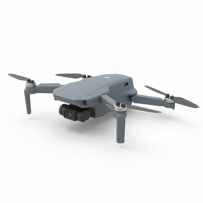 DJI Mini 3 drone with solid slate grey skin, angled side view on white background