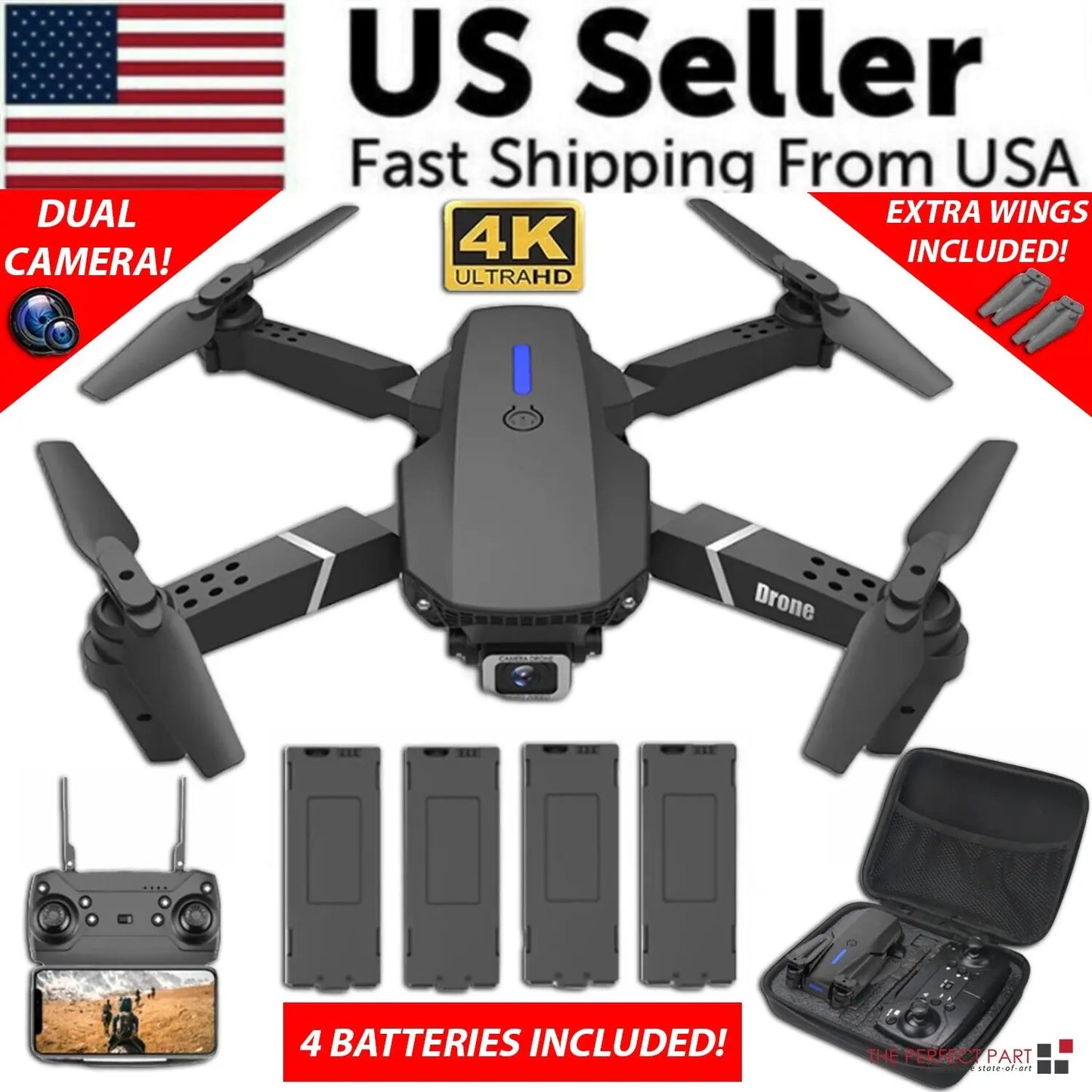 4K HD Dual Camera RC Drone - WiFi FPV Foldable Quadcopter